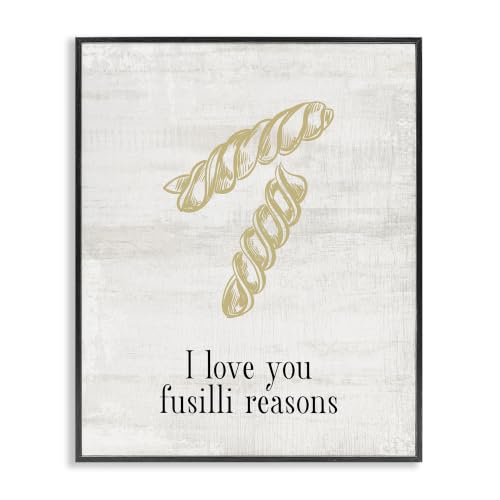 Funny Fusilli Love You Phrase, 16 x 20 Inch Framed Giclée Print | Stupell Industries · By Lil' Rue · Giftable kitchen decor · Midnight Black frame · Made in USA