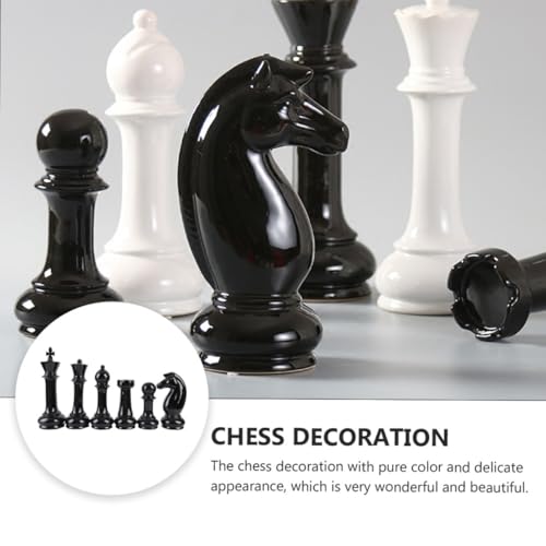 Ornement d'échecs céramique noir style classique 6pcs - 4