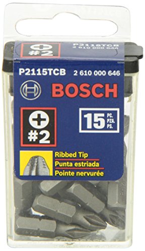 Bosch P2115TCB 1 In. Impact Tough Phillips Insert Bit, 15-Piece