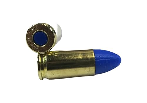 Miniatura 2 de 9mm Luger Snap caps - Dummy Training Rounds - Set of 10 (Blue & Brass)