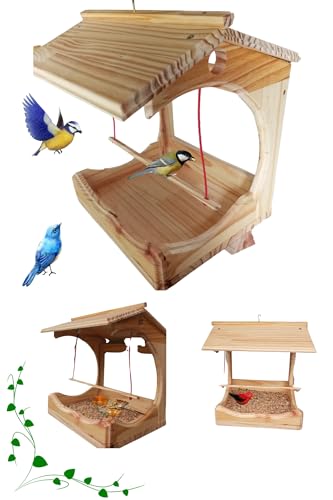 Tratador de Pássaros em Madeira Maciça com Poleiro, 28x24x32 cm, Resistente ao Tempo