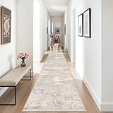 Washable Abstract 3x25 Runner Rug - Extra Long Hallway Runner Rug 25 ft Non Slip...