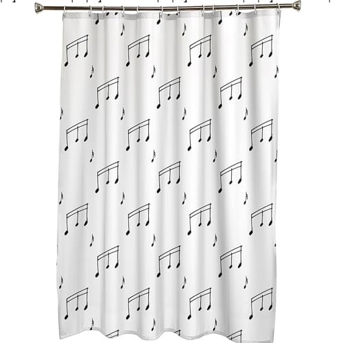 Rideau de douche polyester au motif notes de musique pour salle de bain