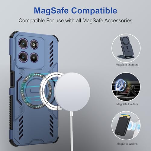 Image of Zapcase Back Case Cover for Motorola G57 Power 5G | Magnetic Case with Built-in Metal Ring | Supports MagSafe Charger, Wallet & Car Mount | Shockproof Hybrid PC + TPU | Blue