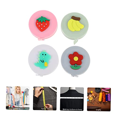 HOLIDYOYO Cartoon Mini Measure Tape 4 Pack Retractable 0-150cm Range Soft Tape Measure for Clothing Diet Tracking
