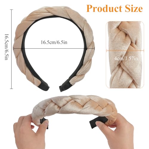 LOPHE Velvet Braided Headband, Twisted Braid Rough Edge Hair Band, Non-Slip Twisted Knotted Headband - Image 2