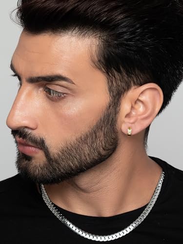 Image of ORIONZ Hoop Earrings for Men & Boys (1 Piece) - 925 Sterling Silver - Gift for Birthday Anniversary - 18k Gold Plated Jewellery - Men Fashion