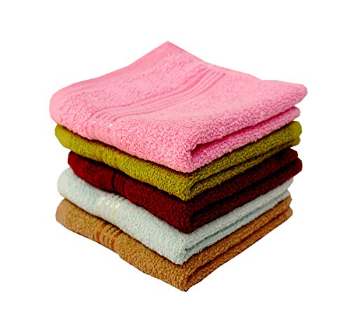 Image of Space Fly 500 GSM Premium Soft Cotton Face Towel for Women - Absorbent Washcloths & Handkerchief Set for Home, Gym & Baby Care (Size-10x10 Inch, Multicolor) (Set of 8)