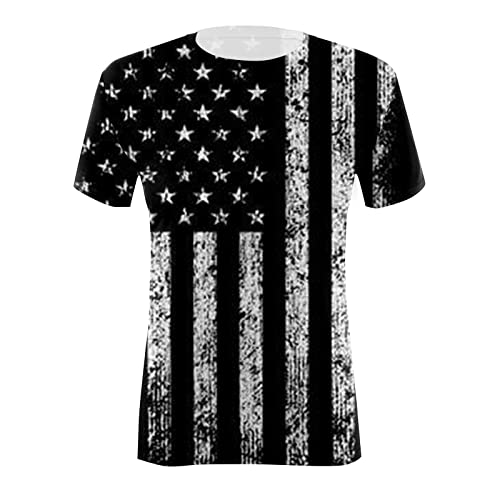 Gerichy 4Th Of July Shirts Women, Womens Summer Casual American Flag Print Short Sleeve Tshirts Crew Neck Loose Blouses Tops #TOP2