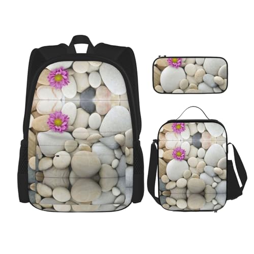 Sac à dos d'école Stones with Pink Carnation pour la rentrée et le déjeuner