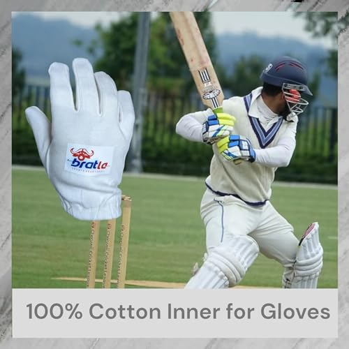 Bratla Cricket Inner Gloves Cotton Inner For Cricket Batting Gloves Wicket Keeping Comfortable Durable Full thumb #1