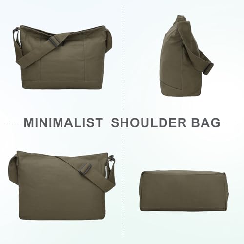 Image of VASCHY Canvas Messenger Tote Bag, Lightweight Casual Crossbody Slouchy Shoulder Hobo Side Bag for Men and Women