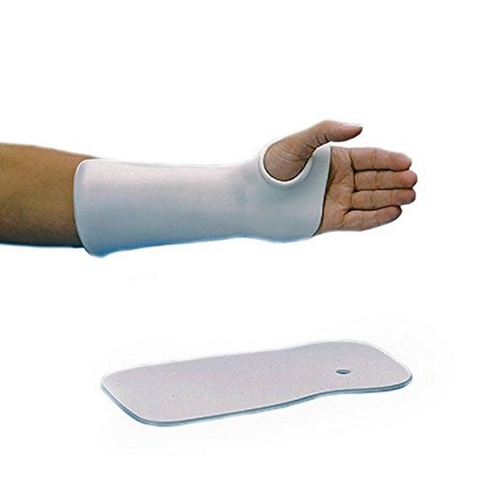 Rolyan Thumb Hole Wrist Cock-Up Splint, Polyform - Solid 1/8" (3.2mm), Large 3/PK, PreCut Splint, Thermoplastic Material, Promotes Recovery, Controls Ulnar & Radial Deviation, Wrist Support