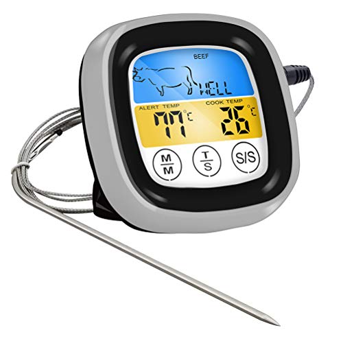 Termômetro digital de alimentos BESTONZON com tela sensível ao toque, churrasqueira, forno, defumado