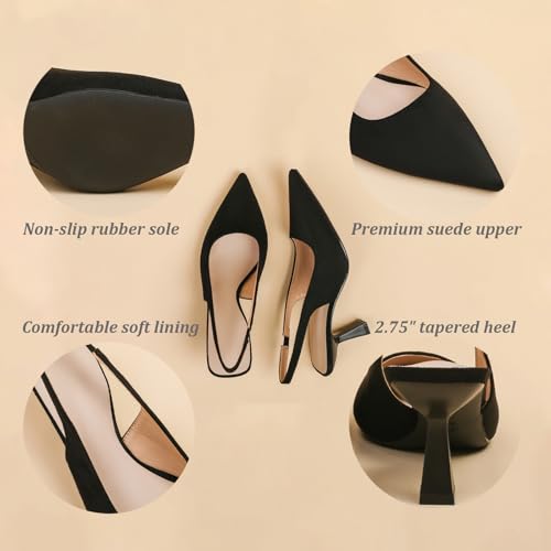 Women's Closed Pointed Toe Slingback Kitten Heels Suede Fashion Slip on Backless heel Dress Pumps Sandals for Formal Wedding Evening Party3