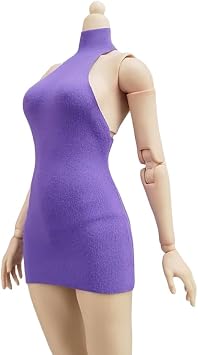 1/12 Scale Female Clothes Purple Female High Neck Backless Short Skirt Clothes Accessories for 6inch Phicen, TBLeague Action Figure Body
