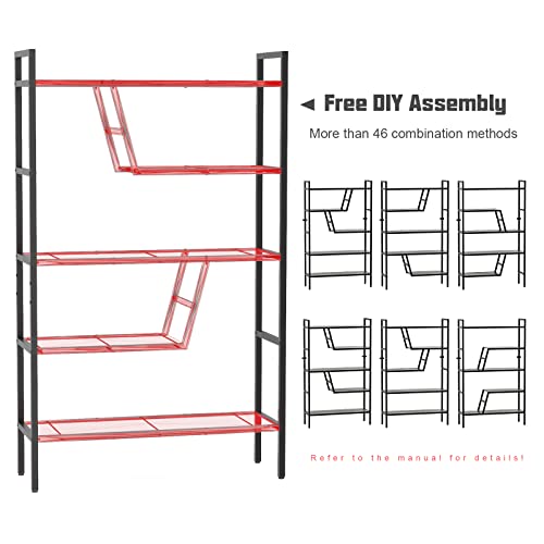 Teraves 5-Tier Adjustable Bookshelf Wood Bookcase With Metal Frame Book Shelf Organizer For Living Room/Bedroom/Study Room,46 Variants #TOP5