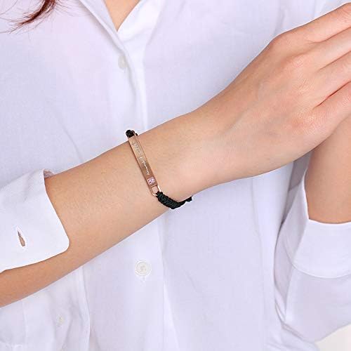 Yopicks Custom Couple Bracelets, Engraved His and Hers Matching Set Bar Bracelet Personalized Rope Braided Nameplate ID Bracelet for Lover