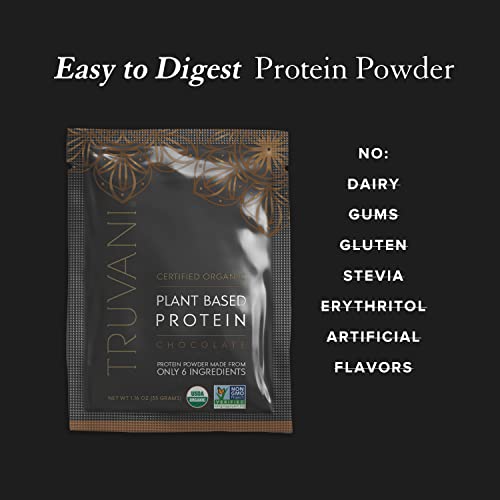 Truvani Organic Vegan Protein Powder Chocolate - 20g of Plant Based Protein, Organic Protein Powder, Pea Protein for Women and Men, Vegan, Non GMO, Gluten Free, Dairy Free (1 Serving) - Thumbnail 5
