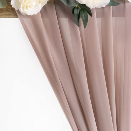MLMW Chiffon Fabric by The Yard 5 Yards 60' Wide Dusty Rose Wedding Arch Draping Fabric Sheer Material for Party Backdrop Arch Ceiling Decor