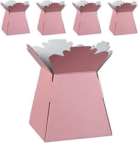 Flower Bouquet Boxes Florist Packaging Gift Craft Box Vase  Holder for Flowers, Bouquets, Plants, Sweets  Decoration for Wedding, Birthday, Anniversary, Floral Arrangement  Pack of 5  Red