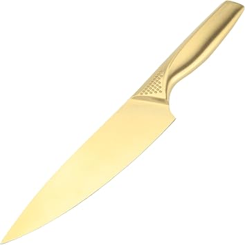 Snailhouse Chefs Knives, 8 Inches Stainless Steel Kitchen Cutting Chef Sharp Cooking Knife with Ergonomic Handle for Precise Slicing and Chopping, Gold