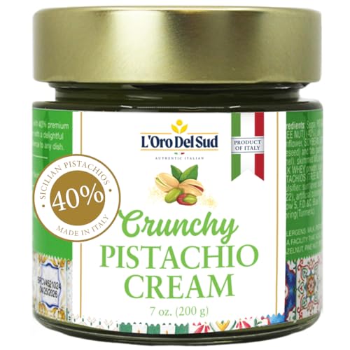 L'Oro Del Sud, Italian Pistachio Cream (Crunchy), 40% Pistachios– Sweet