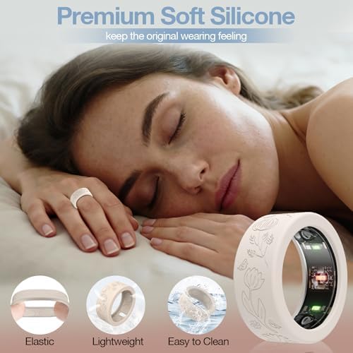 SZJCLTD 10 Pack Floral Engraved Cover for Oura Ring Gen 4/4 Ceramic/3 Horizon/Heritage, Support Charging with Cover on, Anti-Scratch Silicone Oura Ring Case Protector for Working Out, Gym & Daily Use — view 5