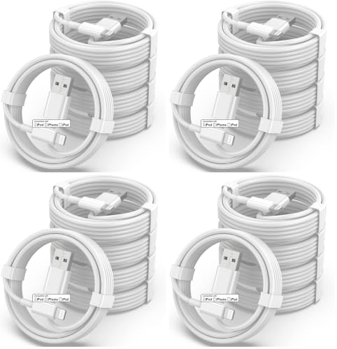 20 Pack [Apple MFi Certified] Charger 3ft, Apple USB to Lightning Cable 3 Foot, Original Fast Charging Cord for iPhone 13 Pro Max/ 13/12Pro Max/12 Pro/11/Se2022/XR/X/8/iPad, White
