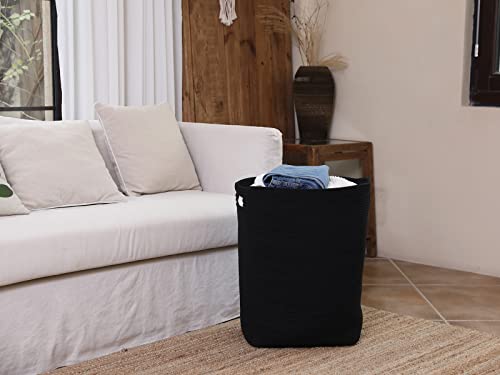 16"X13"X22" Extra Large Rectangular Storage Basket, Cotton Rope Storage Baskets, Woven Laundry Hamper, Toy Storage Bin, For Toys Blanket In Living Room, Baby Nursery, All Black #TOP5