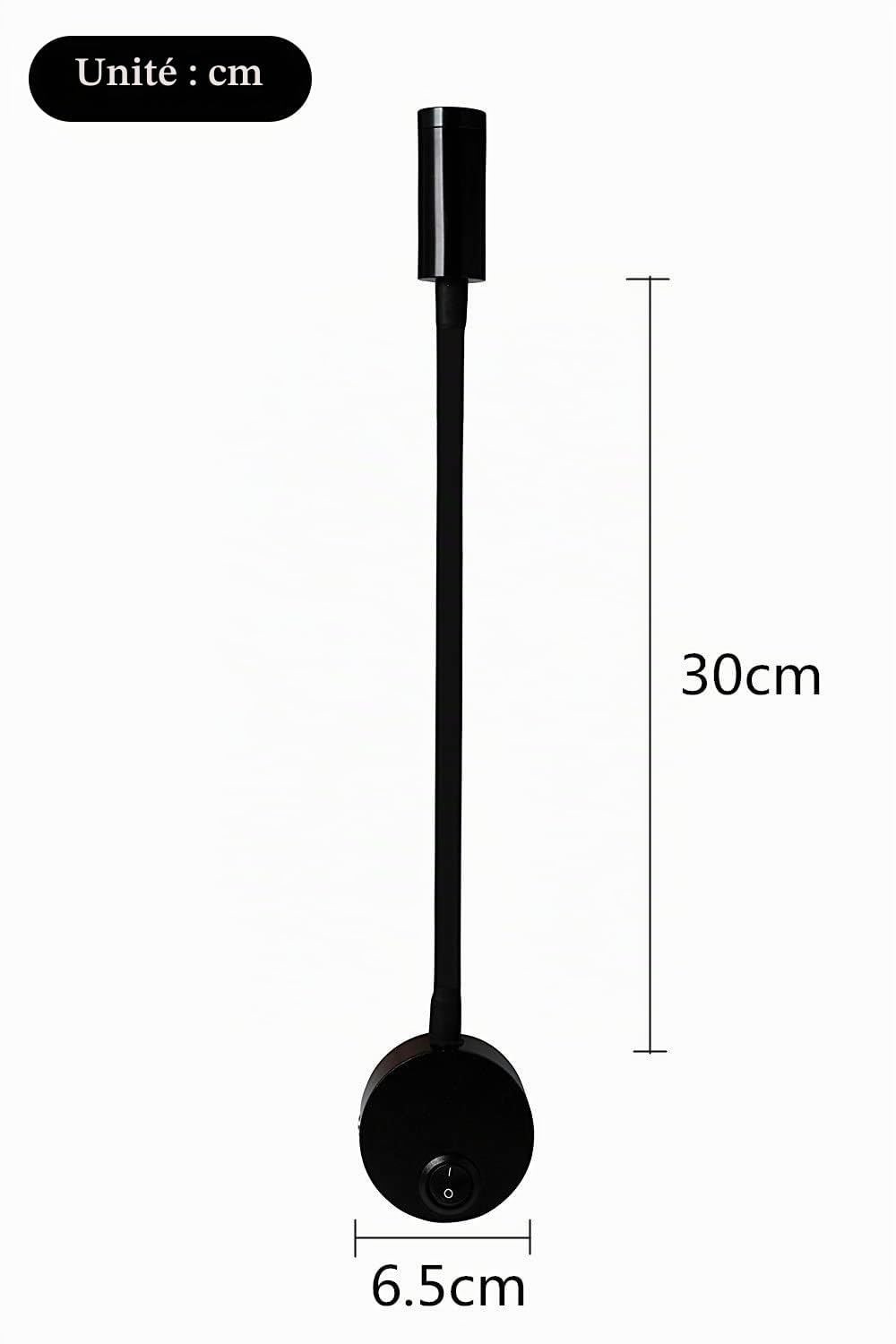 2 Pièces Noire Lampe de Lecture Murale 3W - Applique de Bureau en Aluminium à Cou Flexible Réglable, avec Interrupteur LED Soins des Yeux