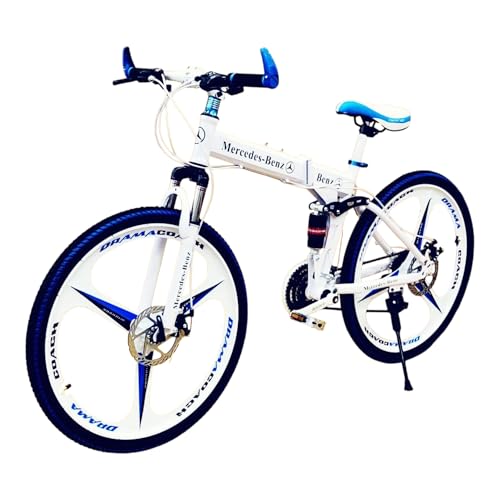 Image of Amaze Kai Dual Suspension Bikes Bm Foldable Gear Cycle for Men with 21 Speed Gear 6 Spoke | Folding Mountain Bike with Double Disc Break & Mac Wheel, 26 Inch, White N Black (White-m)