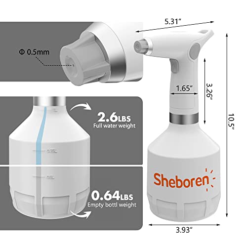 1L Electric Spray Bottle Sheboren Electric Plant Mister Battery Sprayers In Lawn And Garden Fertilizing Automatic Plant Mister Spray Bottle With Adjustable Spout For Plants, Household Cleaning (White) #TOP1