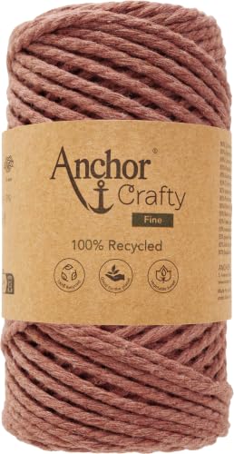 Anchor Crafty Cordon macramé fin 00116 brique env. 65 m 250 g, mélange de coton et de polyester, fil torsadé doux 3 plis