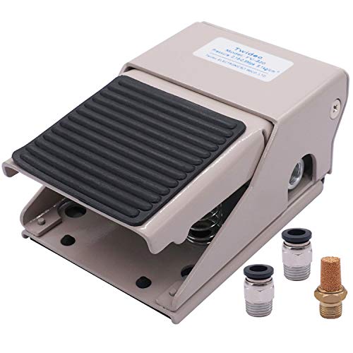 Twidec/Pneumatic Foot Pedal Valve Kit 1/4” NPT 3 Way 2 Position Threaded Rubber Nonslip Pressure Control Foot Switch With Silencer And 2Pcs 6mm Pneumatic Fittings FV-320-PC6-X by Twidec - Used condition - US$16.14