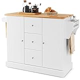 Lar Kitchen Island - Carrito rodante con ruedas ocultas, 3 drers, 2 cabinas, estante ajustable, carrito utilitario para nizat en casa y cocina