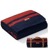 Molithe 100% Wool Blanket, 62' x 86', Warm, Thick, Washable, Military Wool Blanket, Great for Camping, Outdoors, Sporting Events, Survival Kits