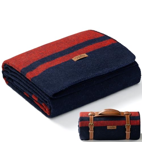 Molithe 100% Wool Blanket, 62" x 86", Warm, Thick, Washable,