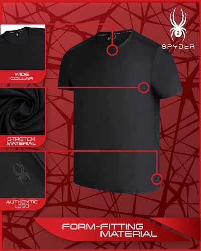 Spyder Men's Athletic T-Shirt - Textured Active Performance Stretch Sports Tee - Breathable Quick Dry Top (S-XL)2