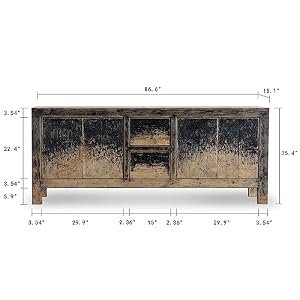 Artissance Two Drawers Buffet Weathered Distressed Black 87x18x35H Sideboard
