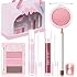 Makeup Kit Brown Lip Liner and Gloss Set Pink Eyeshadow Palette Cream Face Blush Shimmer Liquid Lipstick Matte Glitter Eyes Shadow Eyeliner Pencil Travel Make Up Present For Women