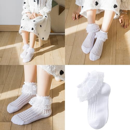 3 Pair Girls Cotton Socks Comfortable Hosiery For Infant Baby Ankle Delicate Lace Edging For Parties And Daily Sweet Dress2