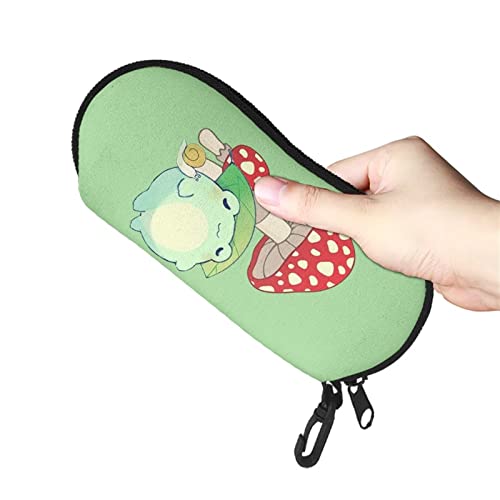 Showudesigns Mushroom Frog Glasses Case Soft Glass Cases For Eyeglasses Neoprene Sunglasses Case For Women Teenager Girls Gift With Belt Clip Cute Carton Animal Green #TOP3