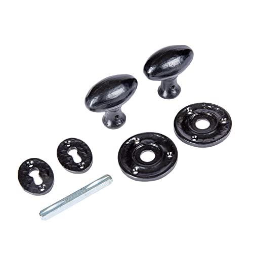 Hammer and Tongs - Oval Rim & Mortice Door Knob - W60mm - Black