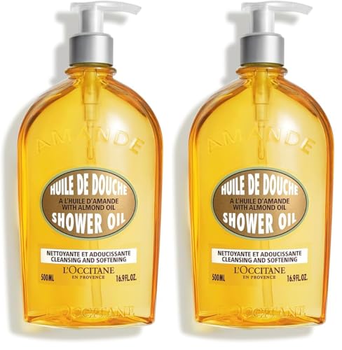 L'OCCITANE Cleansing & Softening Almond Shower Oil, Body Wash & Shaving Base Purifies & Smooths Without Drying Skin, Milky Lather, Nourishing Skincare