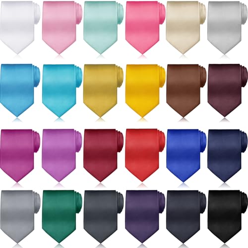 Syhood solid color satin ties set, 24 colors for men