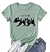 Mountain Tee Shirts for Women Funny Bear Pine Tree Graphic Print Lake T Shirts Spring Breathable Short Sleeve Loose Fit Nature Clothes(Pale Green L)