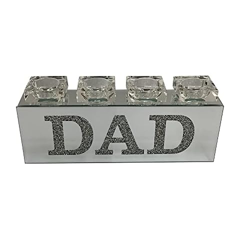 SPARKLE PALACE® Crushed Diamond Crystal Filled ‘DAD’ Candle- Silver Sparkle Candle- Crushed Diamond Accessories - Ideal for Gifting Cover