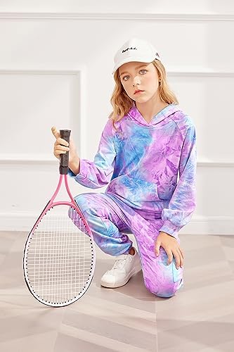 Arshiner 2 Pieces Outfits Girls Tie Dye Sweatsuit Pant Sets Long Sleeve Athletic Sweatshirts and Sweatpants with Pockets 4 41msgUioCqL. AC