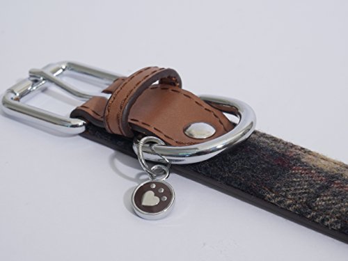 Rosewood 04113 Luxus-Hundehalsband aus Leder für einen Halsumfang von 31-41 cm, Schottenkaro-Tweed